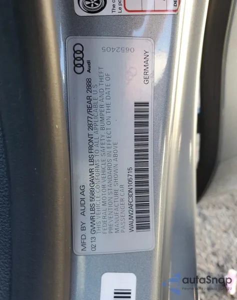 2013 Audi S7 Premium z USA, uszkodzony, nr VIN WAUW2AFC3DN105715